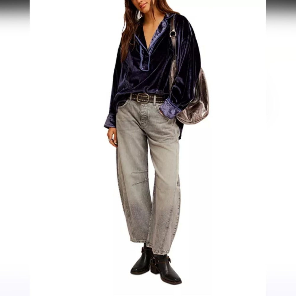 We The Free Luxy Solid Velvet Shirt Large